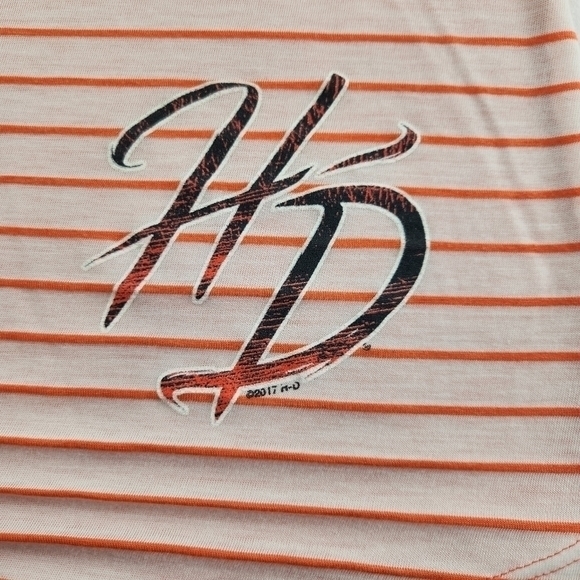Harley Davidson Womens Size Large 3/4 Sleeve Melon and White Striped El Paso, Tx - Picture 4 of 7